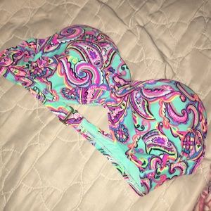 strapless floral swimsuit